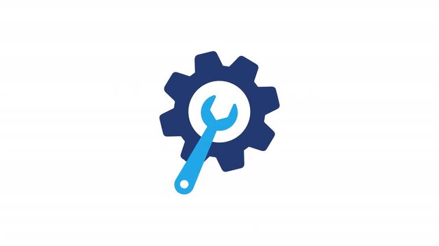 Animated Settings Maintenance Icon. Gear and Wrench Tool for System Repair, Technical Configuration, Software Options, and Engineering UI Motion Graphic