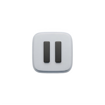 3D Pause Button Icon Media Control Symbol Isolated Black