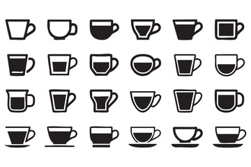 Fototapeta premium Coffee web icons in line style. Espresso cup, cappuccino mug, latte cup, café beverage collection. Editable stroke. Vector illustration.