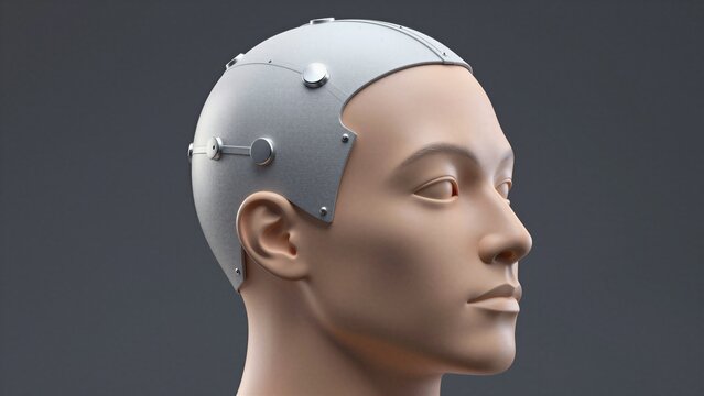 EEG electrode cap on mannequin head