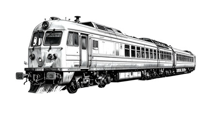 Obraz premium Vintage Train Illustration Isolated On White Transport Railway Engine