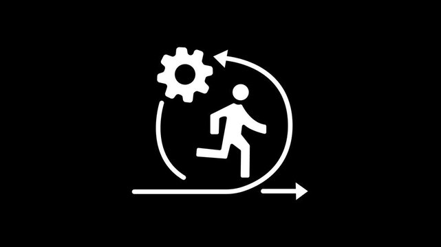 Agile Process and Sprint Development Icon. continuous workflow, scrum methodology, and fast progression concept. 2D animation with 4K resolution and alpha channel.