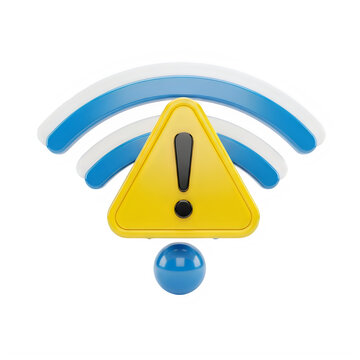 3D Wifi Network Error Warning Icon Internet Disconnect Signal