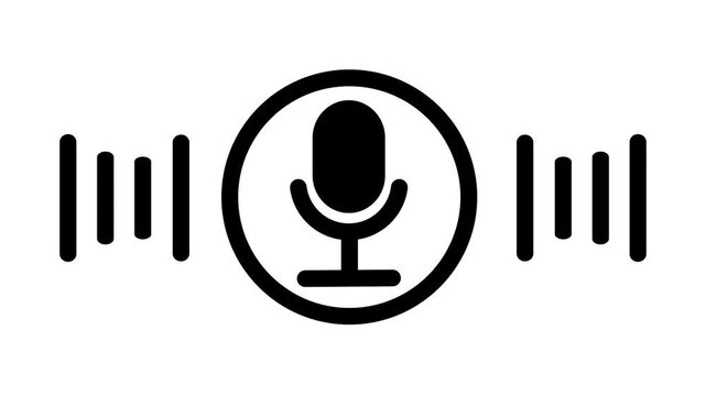 Microphone icon animation and white background music bar in microphone icon of Motion graphics concept. 4k