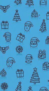 Festive Doodle Delights on Cerulean Canvas