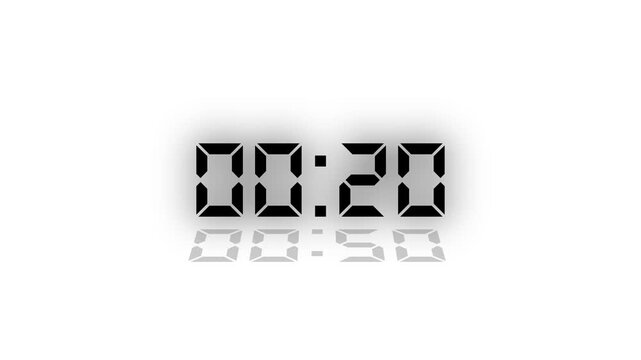 Countdown Digital Clock Animation 25 to 0 second Countdown digital clock timer icon.Animation of glowing 30 to 0 second countdown timer. Motion graphics of count down concept