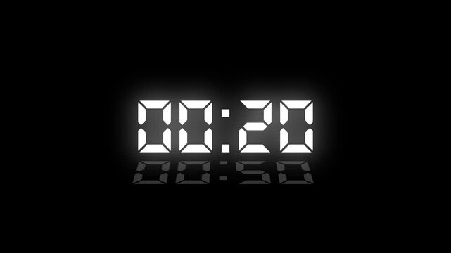 Countdown Digital Clock Animation 25 to 0 second Countdown digital clock timer icon.Animation of glowing 30 to 0 second countdown timer. Motion graphics of count down concept