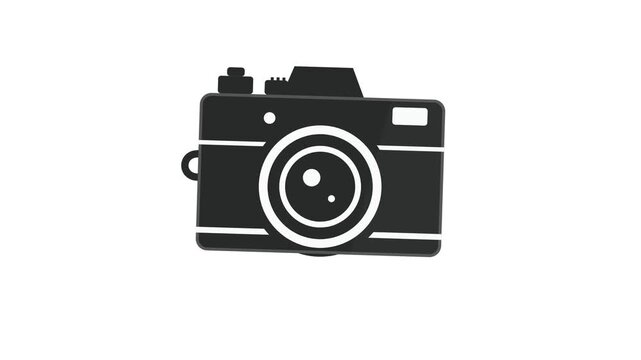 Minimalist Camera Icon Animation with Simple Shape and Smooth Shutter Motion, Symbol of Photography, Filming, Capturing Moments, Video Production and Recording Activity on White Background