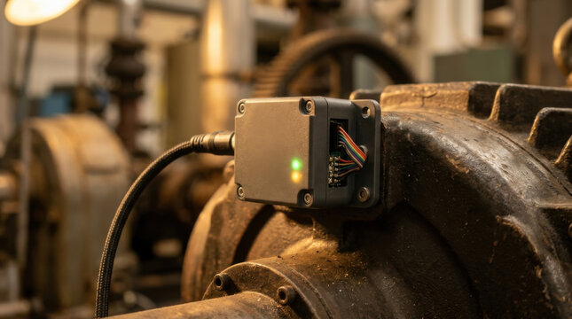 Pay per use metering compact sensor on industrial pump in machinery room