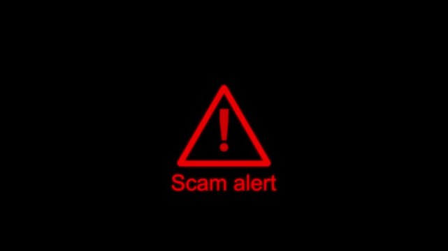 Scam alert symbol, showing digital scam fraud alert and spam alert risk template animation. Cybersecurity risks and system vulnerabilities digital data protection cyber threat prevention
