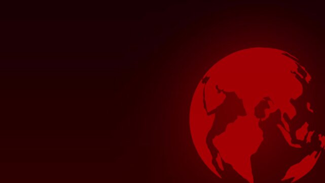 Digital Earth globe rotating animation, News background seamless loop, breaking news studio background, News background with world map earth globe animation concept