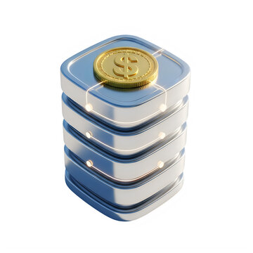 BLOCKCHAIN STABLECOIN DATABASE SERVER ICON 3D RENDER