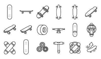 Minimal Skateboard Deck Outline Icon Vector Collection © Icon Zone
