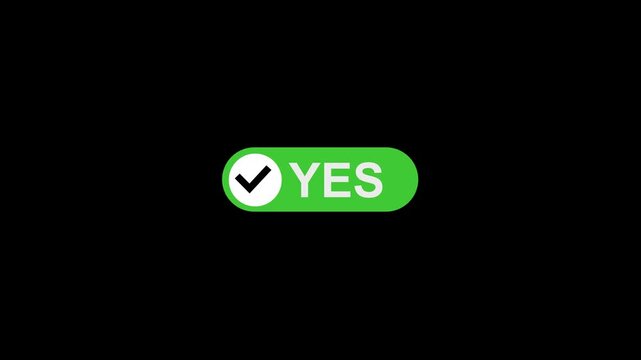 Yes no icon. On off switch vector set. Green yes icon. Red no icon. Green on sign set. Motion graphics of verified concept