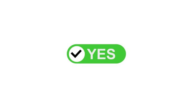 Yes no icon. On off switch vector set. Green yes icon. Red no icon. Green on sign set. Motion graphics of verified concept