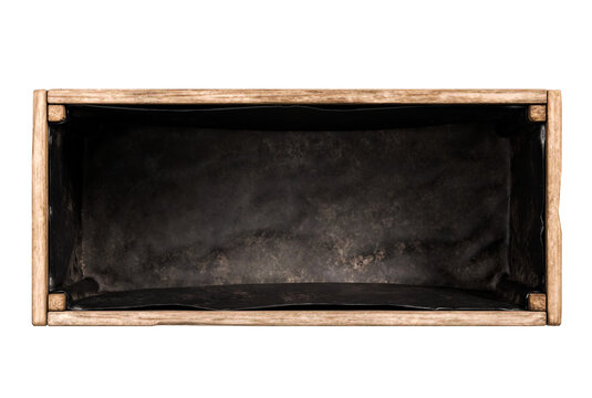 old vintage wooden box pallet isolate on white background. top view. 3d rendering.
