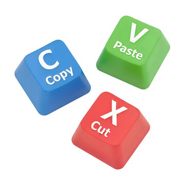Cut Copy Paste Keyboard Keys Technology Shortcuts 3D Icon