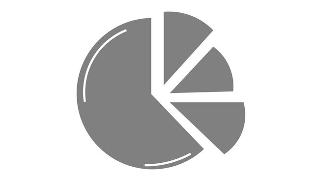 the smaller slices on the right side of the pie chart are separated and dispersed outward. As the animation progresses, these individual slices glide inward toward