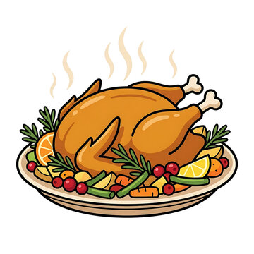 Thanksgiving Harvest Roasted Turkey Vector