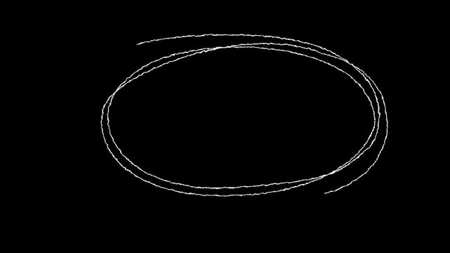 hand drawing circles animation on black background.4k video animation, Hand-drawn red circle marker animation, Hand-drawn red circle highlight animation isolated transparent background in 4k alpha 