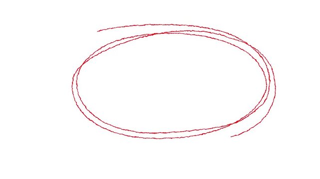 hand drawing circles animation on black background.4k video animation, Hand-drawn red circle marker animation, Hand-drawn red circle highlight animation isolated transparent background in 4k alpha 