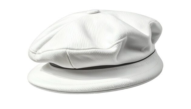 White Flat Cap Isolated Clean Accessory Fashionable Headwear for Men