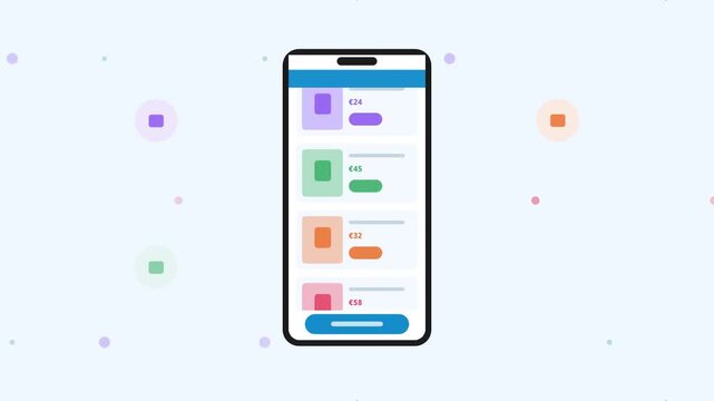 Sky Mobile Shopping App Store Purchase Flat Design Loop