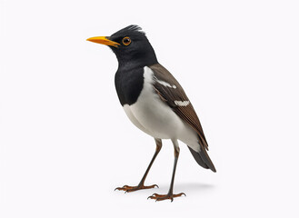 Fototapeta premium Black and White Songbird Isolated on White Background
