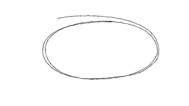 hand drawing circles animation on black background. 4k video animation, Hand drawn circle in red marker animation. Hand drawn circle in red marker. red circle highlighter scribble animation.
