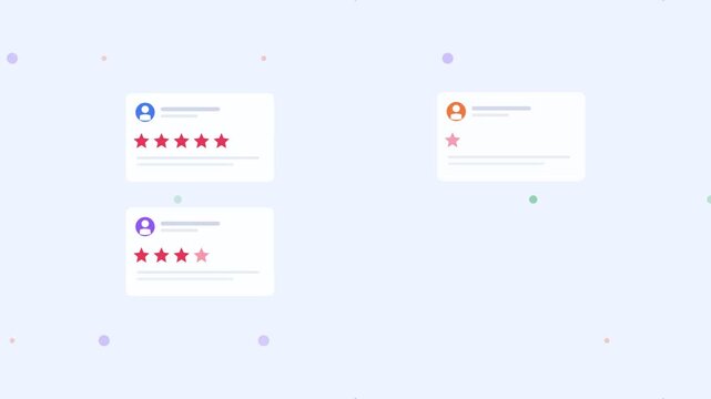 Blue Customer Reviews Star Rating Feedback Flat Design Loop