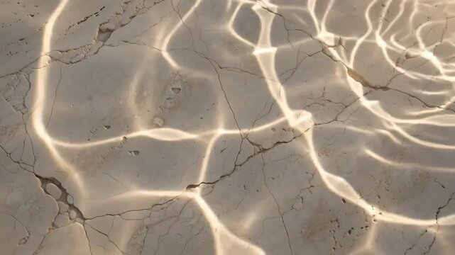 Sunlight Refraction Causing Shimmering Patterns On Shallow Stone Bed
