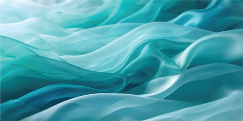 Fototapeta premium Abstract teal turquoise liquid flowing background beautiful smooth soft wavy satin silk fabric texture elegant deep bright minimal backdrop modern 3d rendering
