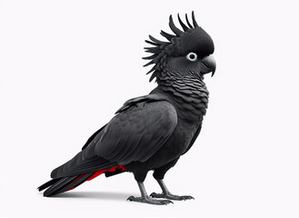 Fototapeta premium Black Crested Cockatoo Style Bird Isolated on White