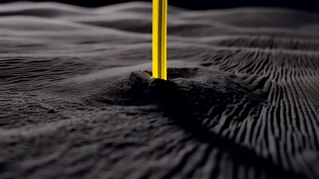 Abstract Yellow Light Beam Illuminating Dark Textured Surface.