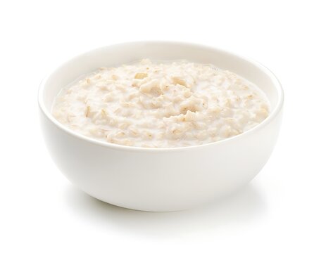 Close up view of white powder in a glass bowl.