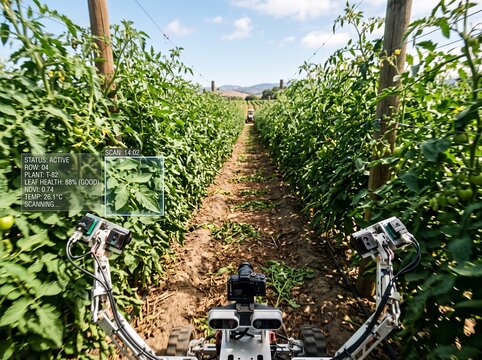 lightweight autonomous robot collecting data plants
