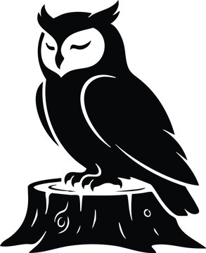 Majestic Owl Silhouette Collection Black Vector Bird of Prey Isolated on White Background