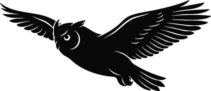 Majestic Owl Silhouette Collection Black Vector Bird of Prey Isolated on White Background