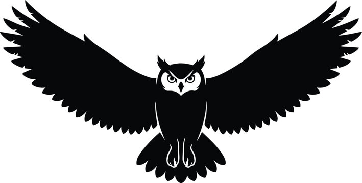 Majestic Owl Silhouette Collection Black Vector Bird of Prey Isolated on White Background