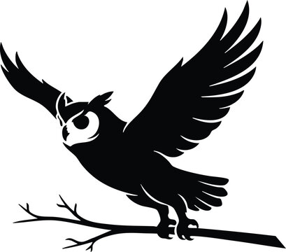 Majestic Owl Silhouette Collection Black Vector Bird of Prey Isolated on White Background