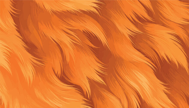 Vector orange fur texture background. Ginger golden hair pattern backdrop for banners, posters, and wallpaper designs. Stylized soft fluffy animal coat illustrations template for modern decors.
