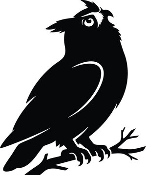 Majestic Owl Silhouette Collection Black Vector Bird of Prey Isolated on White Background