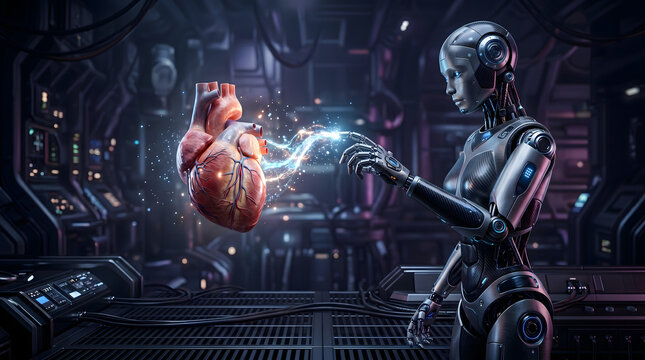 Artificial Intelligence and Human Emotion Connected Through a Glowing Heart