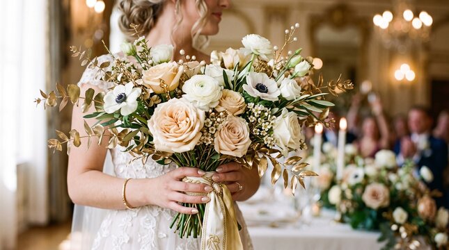 Bride holding bouquet