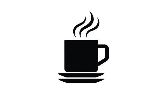 Black coffee cup with steam on a white background isolated no background ready for use