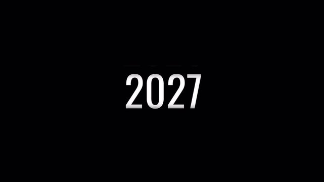 White 2027 Number Minimalist Typography Hopeful New Year Video Intro Overlay for Content Creator