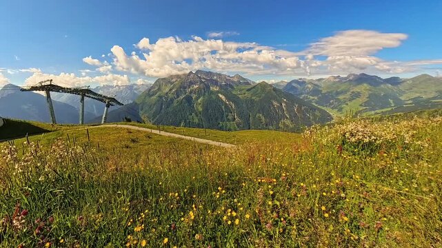4K Timelapse alpine video with moving Clouds at Mount Penken, Mayrhofen, Zillertal valley, Schwaz, Tyrol, Austria