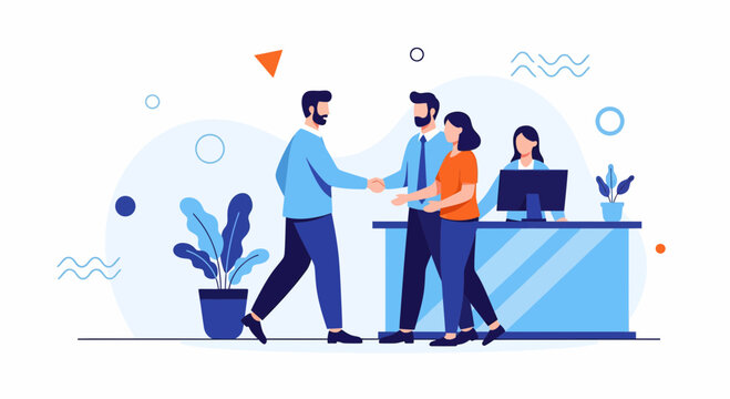 Hire job team work hand shake man desk meet greet day task go hi me it