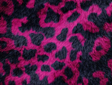 Bold magenta and black leopard inspired faux fur texture