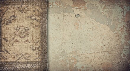 Fototapeta premium Vintage rug and weathered wall texture decorative background